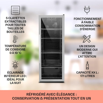 Mini Frigo De Chambre Et Bureau Pour Boisson, Petit Frigo Silencieux, Refrigerateur Mini Bar 171L, Petit Réfrigérateur Camping, Étagères Réglables Pour Le Vin, Cannette, Beer Fridge