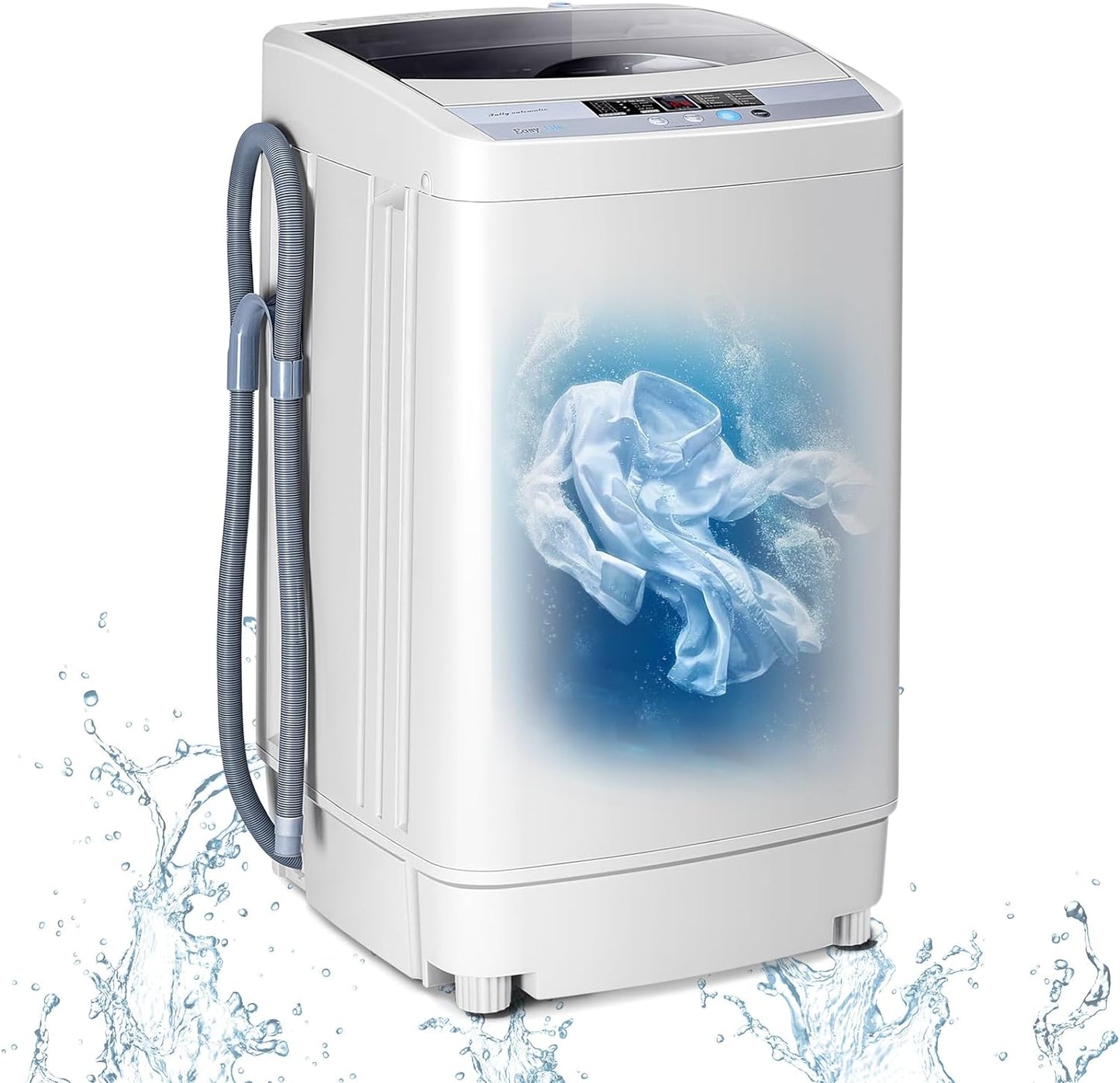 Machine À Laver Automatique 10 Programmes Avec Volume Du Tambour 45L, Mini Lave-Linge Avec Capacité De Lavage De 4,5 Kg Avec Fonction De Séchage, 50 X 50,3 X 85,3 Cm