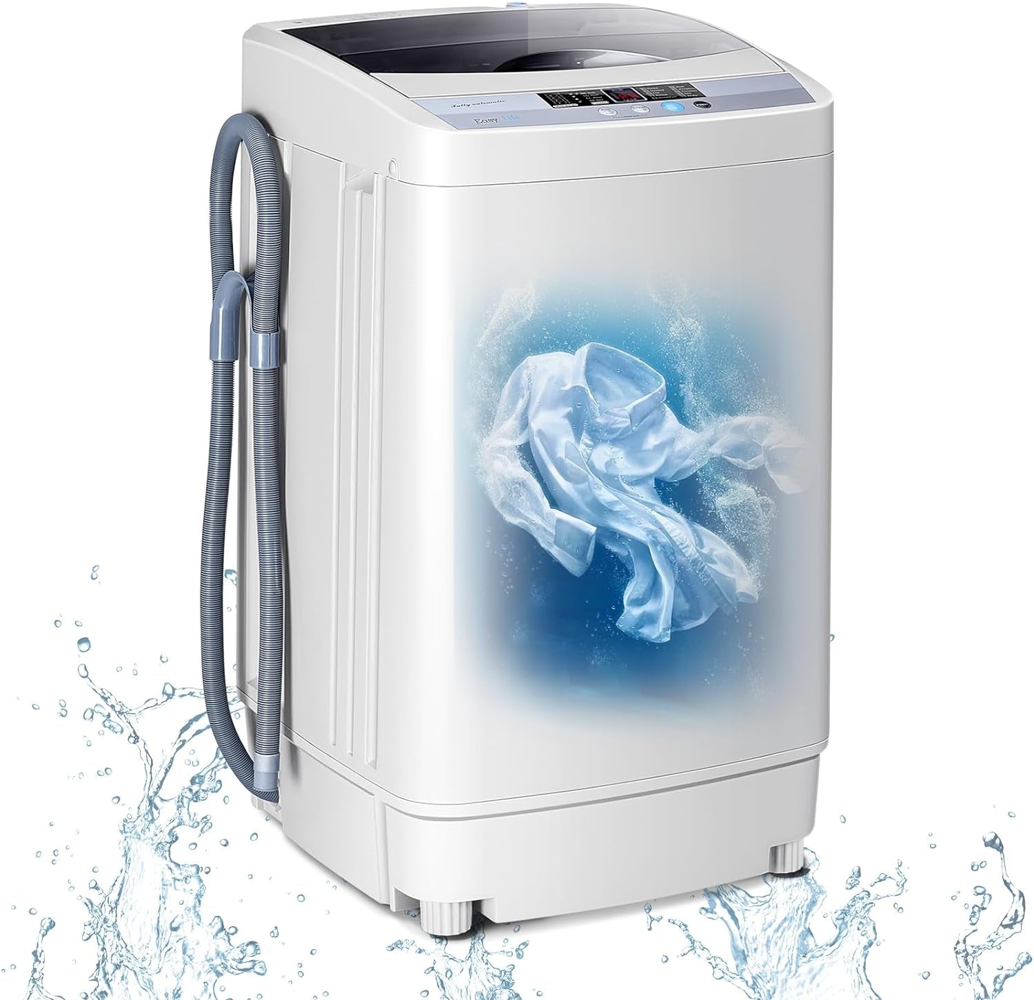 Machine À Laver Automatique 10 Programmes Avec Volume Du Tambour 45L, Mini Lave-Linge Avec Capacité De Lavage De 4,5 Kg Avec Fonction De Séchage, 50 X 50,3 X 85,3 Cm