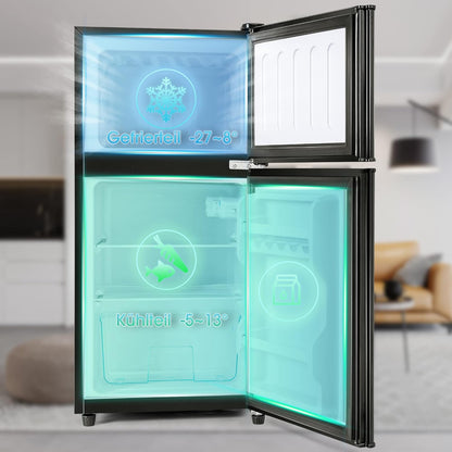 Réfrigérateur Congélateur De 60 Litres - Double Porte - Capacité De Congélation : 22 Litres - Volume De Refroidissement : 38 Litres - 172 Kwh/An - Lumière LED De Qualité Supérieure - Noir