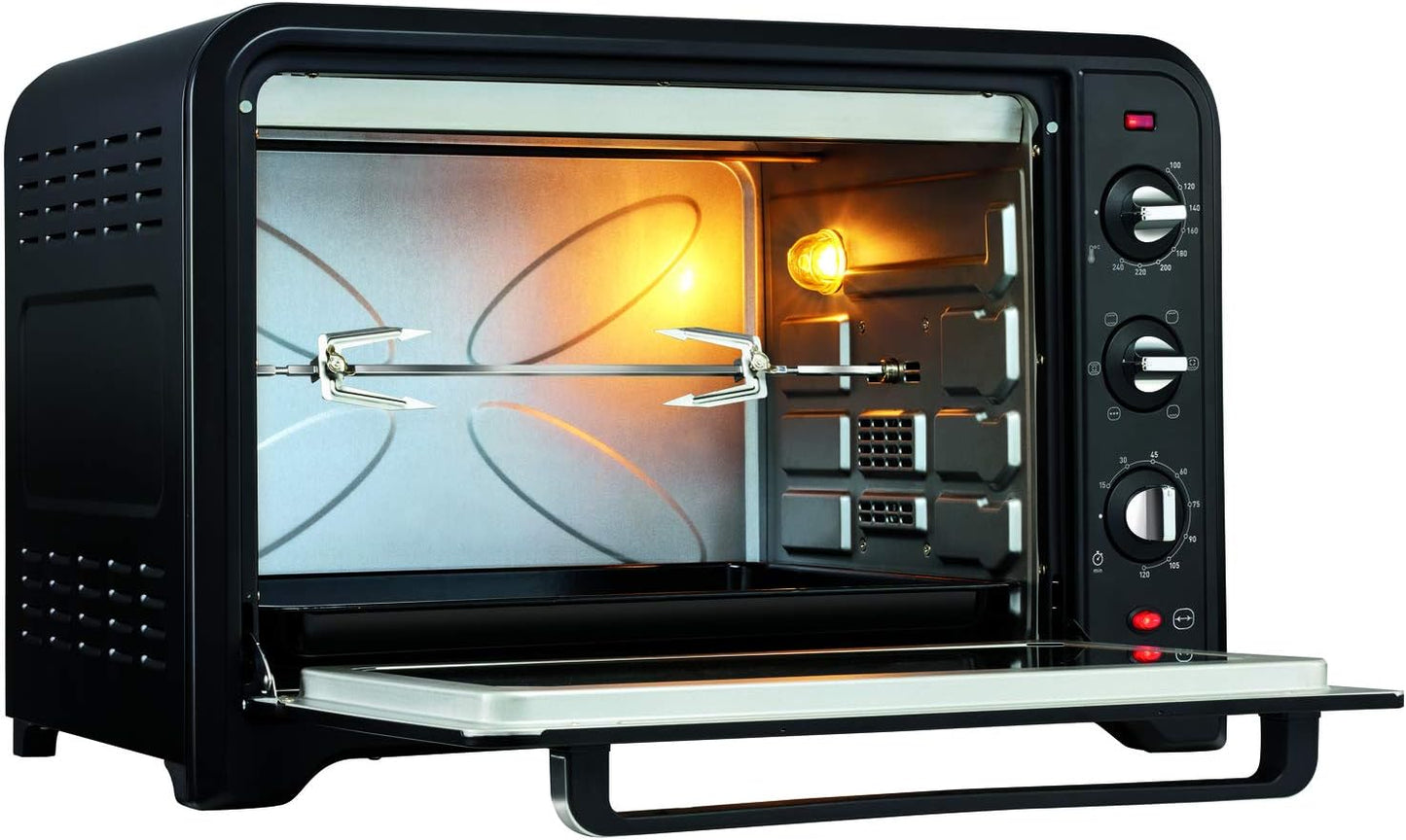 Four À Convection Électrique, 60 L, 2200 W, Thermostat Jusqu'À 240 Degrés, 7 Modes De Cuisson, Pain, Pizza, Tartes, Pâtisseries, Optimo, Noir YY2917FB