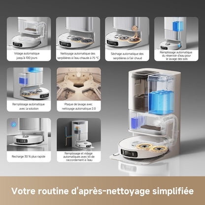 Dreame L40 Ultra AE Robot Aspirateur, 19 000 Pa Aspiration Puissante | Brosse Tricut, Nettoyage Sec-Humide, Dock Tout-En-1 Vidange Automatique, Sélection De Brosses Variée