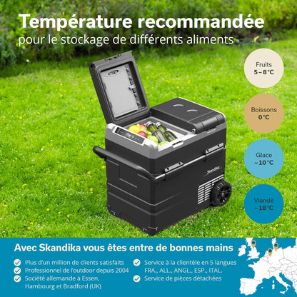 Glacière Routa 35-55L | +20 ° À -20 °C | Connectée, Mini Frigo 2 Zones, Réfrigérateur Électrique 12V 220V, Silencieuse, Mode Éco | Camping Voiture Caravane Camping-Car