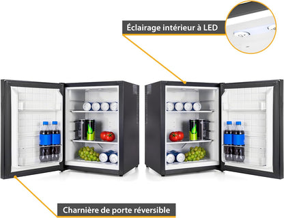 TZS First Austria Mini Frigo De Chambre 40L - Petit Frigo Silencieux Sans Congélateur, Réfrigérateur À Boissons Avec Clé, Butée De Porte Interchangeable, Idéal Pour Hôtel