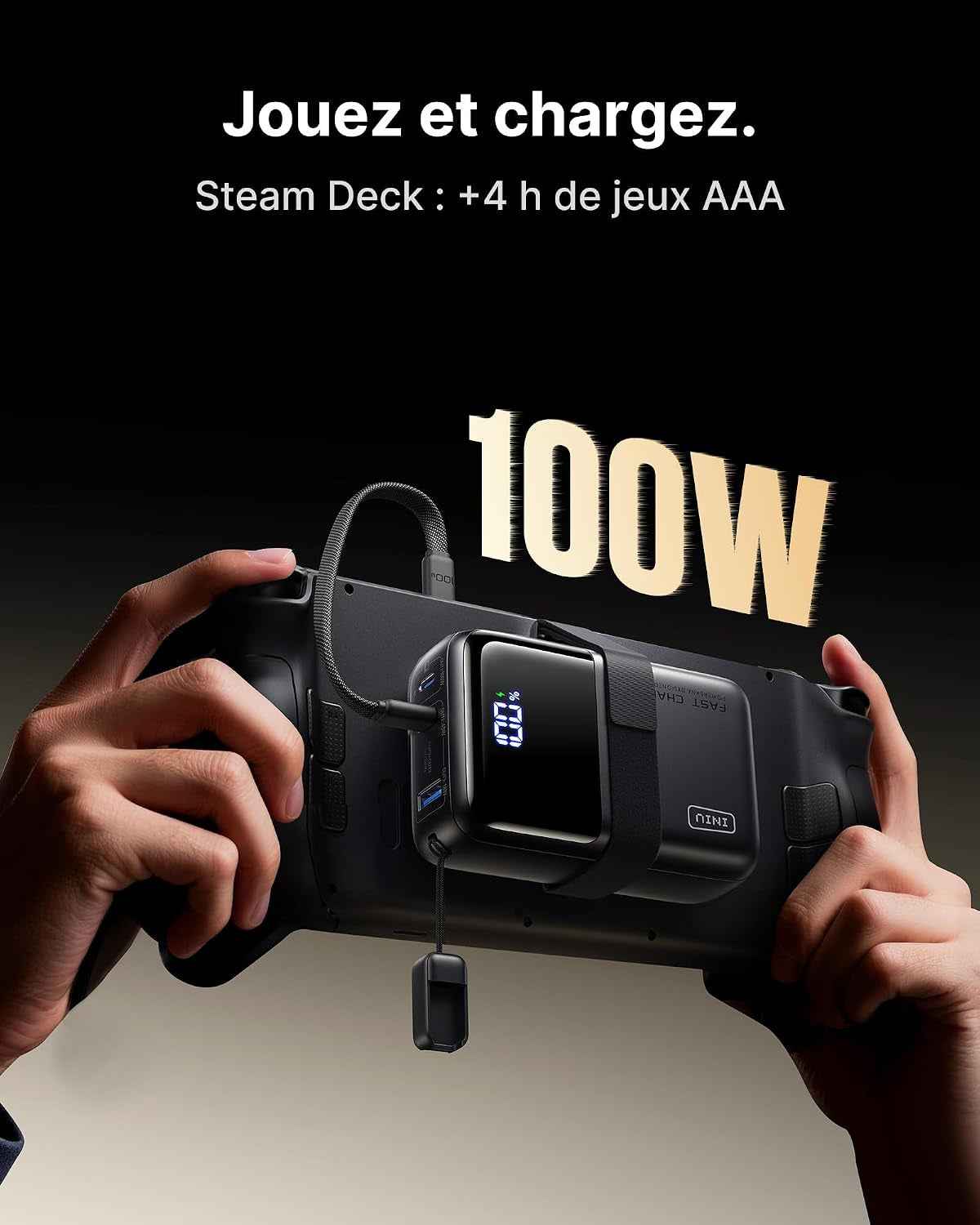 Batterie Externe Pour Ordinateur, Petit 100W 25000Mah USB C Power Bank | Câble USB C Amovible, Autorisé En Avion, Batterie Portable Charge Rapide Avec Macbook, Steam Deck, Iphone 17 Samsung Ipad Etc