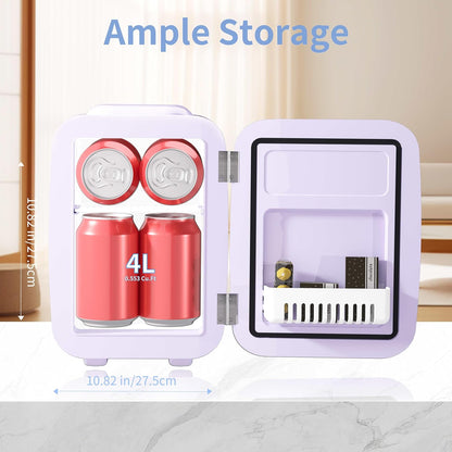 Mini Réfrigérateur 4 Litres Pour Cosmétiques, Boissons, 220 V AC/12 V DC, Thermoélectrique Refroidissement Et Réchauffement, Petit Réfrigérateur Pour Chambre À Coucher, Bureau, Dortoir, Voiture