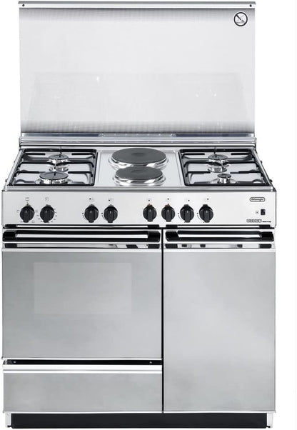 De Longhi SEX 8542 N ED Cuisinière À Gaz Avec Four Electrique N°4 Feux + 2 Plaques Inox 90 X 50 Cm