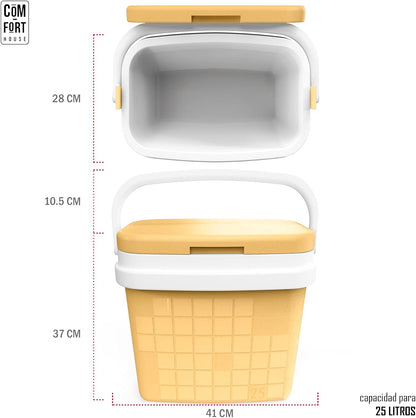 - Réfrigérateur Portable Avec Poignée Rigide - Porte-Nourriture Pour Camping, Plage, Camping - Réfrigérateur Couleur Pastel - Capacité 25 L