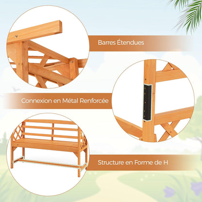 GOPLUS Arche Jardin avec Banc Exterieur, Banc et 2 Treillis pour Plantes Grimpantes, Vignes, Raisins,2 Places, pour Fête, Mariage (50x160x199CM)