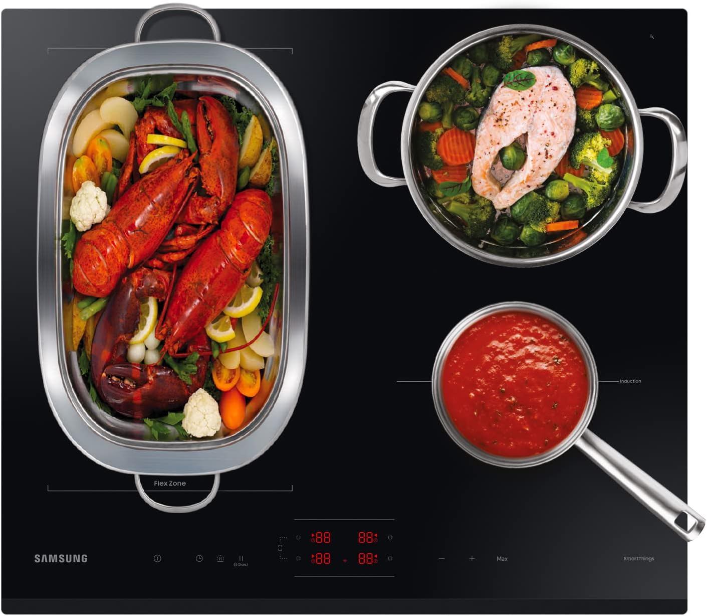 SAMSUNG Induction Hob NZ64B5045GK 1 Zone Modular Boosters, Timers