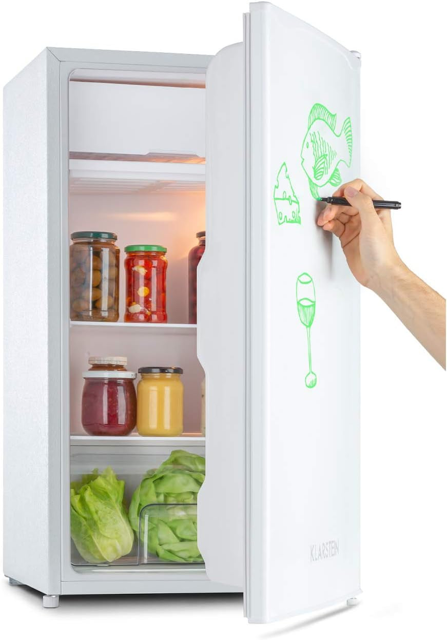 Spitzbergen - Réfrigérateur, Classe D'Efficacité Énergétique E, Compartiment Congélateur, Design Zestfulart : Porte Inscriptible Avec Marqueur, 2 Compartiments De Porte, Blanc, 90 L
