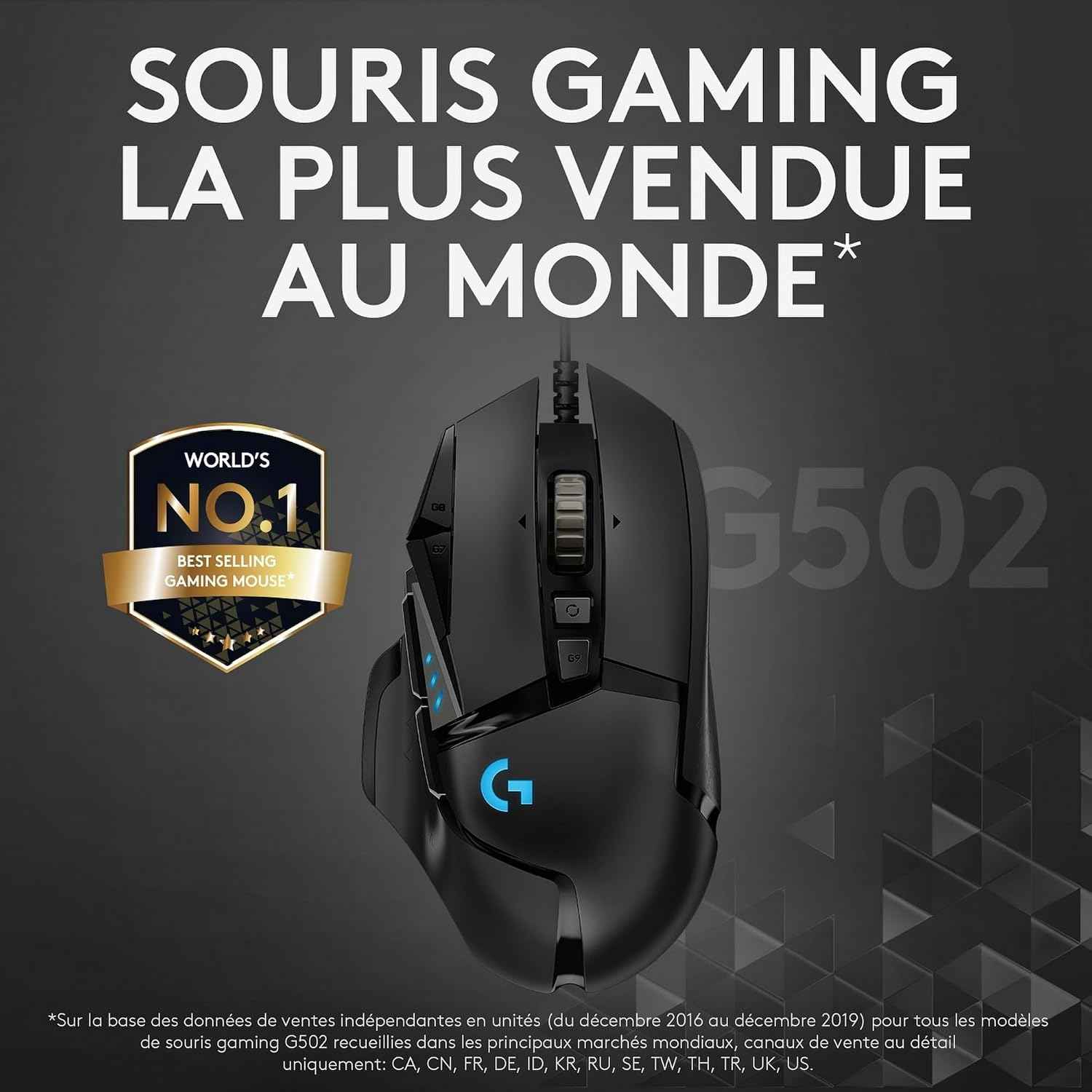 Logitech G G502 HERO High Performance Wired Gaming Mouse | HERO 25K Gaming Sensor, 25600 DPI, RGB, Adjustable Weight, 11 Programmable Buttons, Built-in Memory, PC/Mac - Black