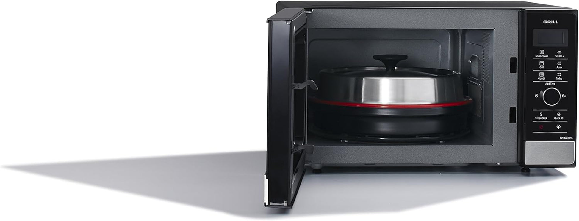 NN-GD38HSSUG Four Micro-Ondes Inverter Et Grill Avec Plateau Tournant, 23 Litres, Acier Inoxydable, 1000 W, Grill 1000 W, 17 Programmes Automatiques, Grille Métallique, Noir