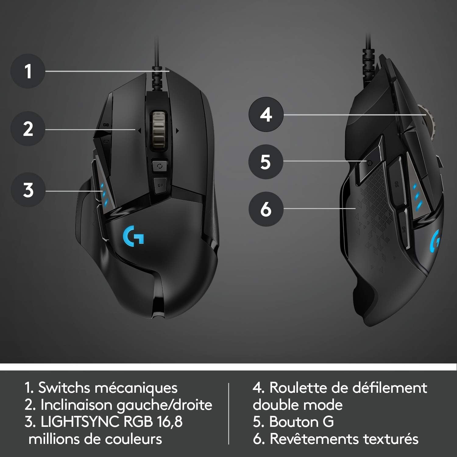 Logitech G G502 HERO High Performance Wired Gaming Mouse | HERO 25K Gaming Sensor, 25600 DPI, RGB, Adjustable Weight, 11 Programmable Buttons, Built-in Memory, PC/Mac - Black