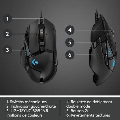 Logitech G G502 HERO High Performance Wired Gaming Mouse | HERO 25K Gaming Sensor, 25600 DPI, RGB, Adjustable Weight, 11 Programmable Buttons, Built-in Memory, PC/Mac - Black