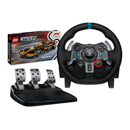 Logitech G G29 Driving Force Steering Wheel and Pedals for Playstation & PC | Realistic Force Feedback, Stainless Steel Levers, Steering Wheel Cover for PS5, PS4, PC, Mac - Black