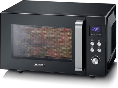 SEVERIN Microwave Oven, 20 L, with Ceramic Flat Bottom, up to 800 W, 6 Power Levels, Black, MW7761