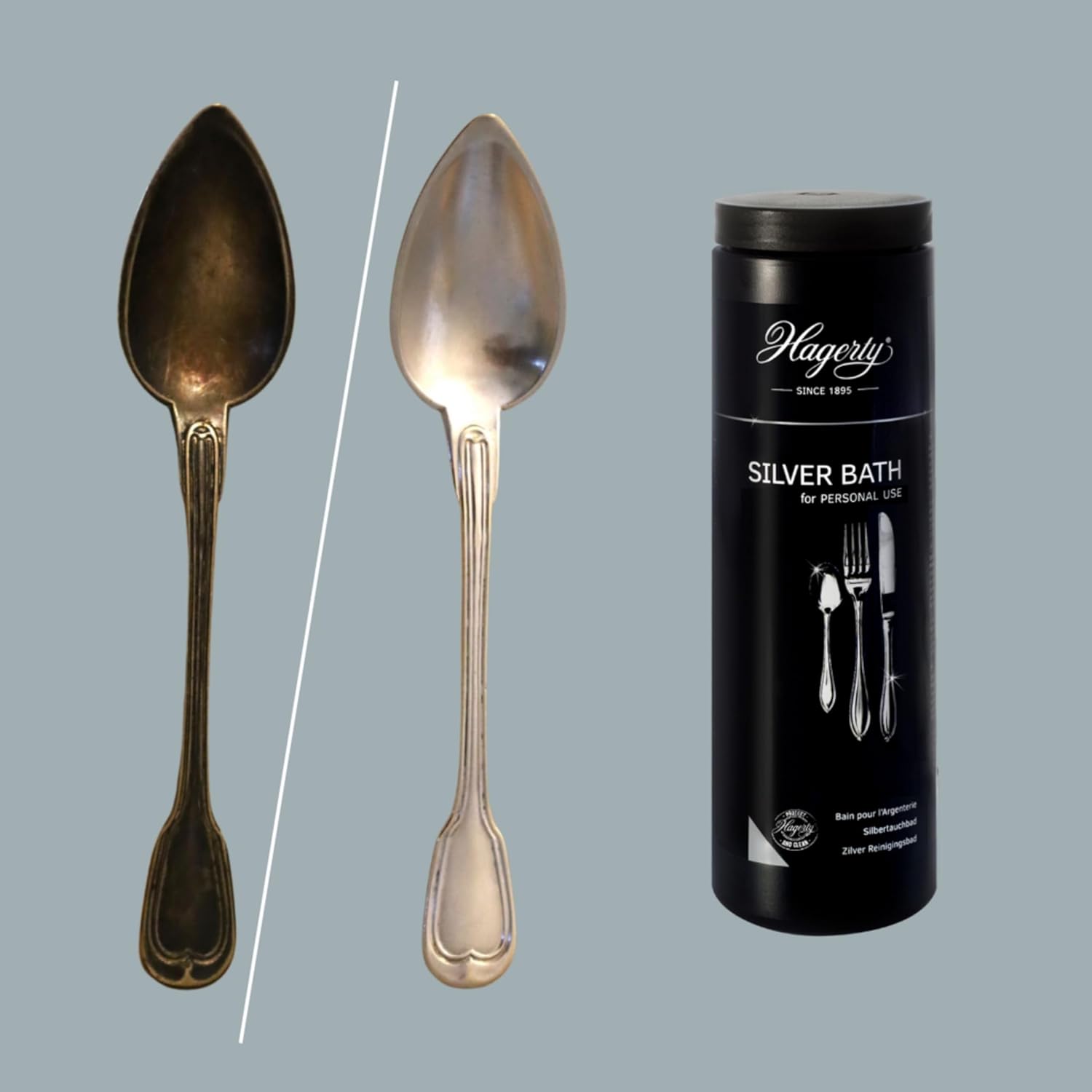 Hagerty Silver Bath 580 ml | Effective cleaning for silver or silver plated cutlery, lasting protection against tarnishing