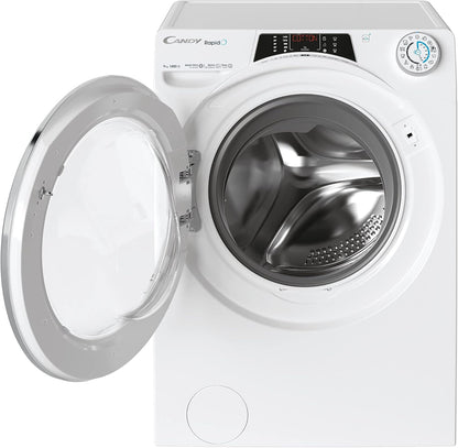 Rapido RO 1496DWMCT/1-S Machine À Laver 9 Kg, 1400 Tr/Min, Écran Smart Text, Panneau Smart Touch, Wi-Fi, Snap & Wash, 16 Cycles, 9 Rapides, Moteur Inverter, Fonction Vapeur, Départ Différé 24H,