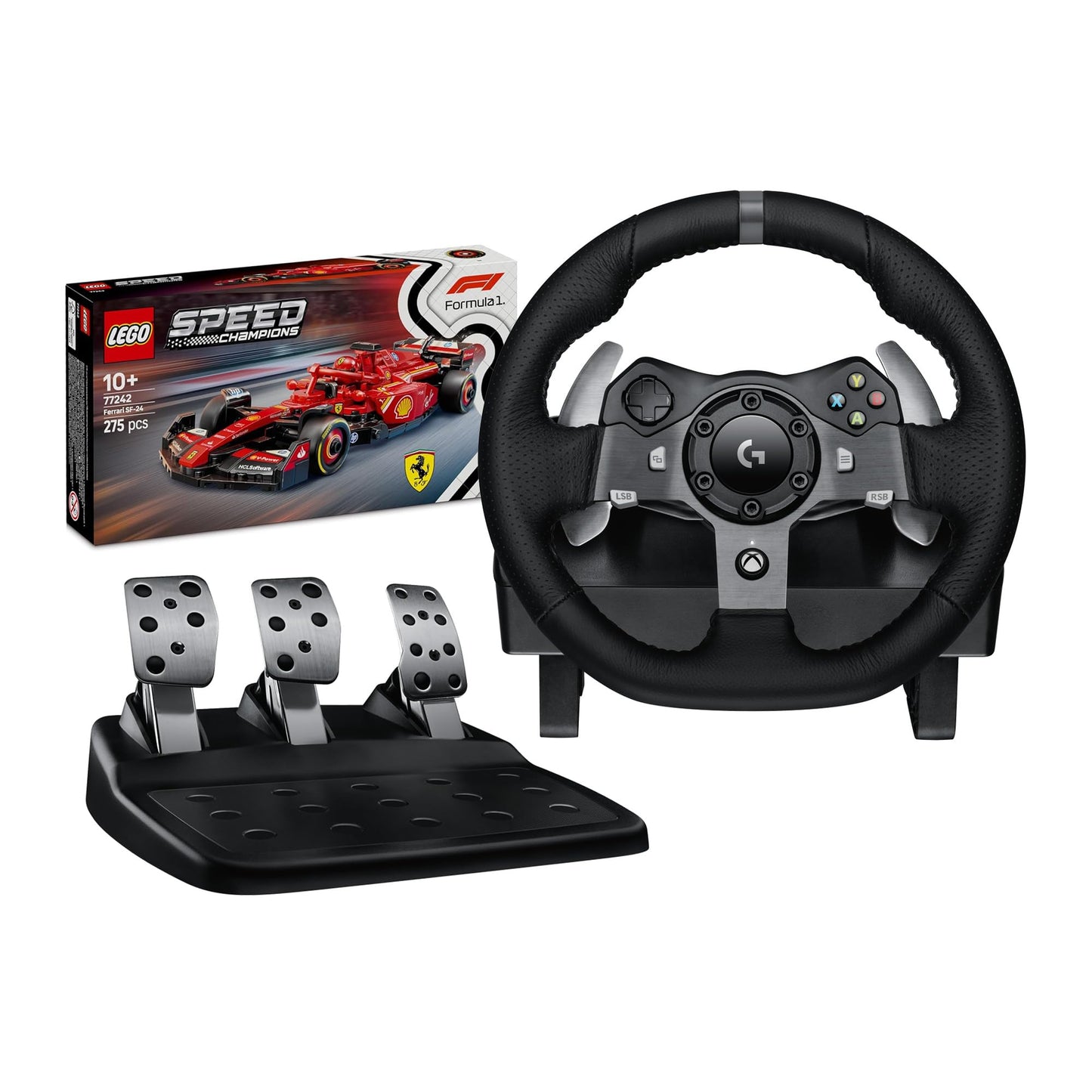 Logitech G G29 Driving Force Steering Wheel and Pedals for Playstation & PC | Realistic Force Feedback, Stainless Steel Levers, Steering Wheel Cover for PS5, PS4, PC, Mac - Black