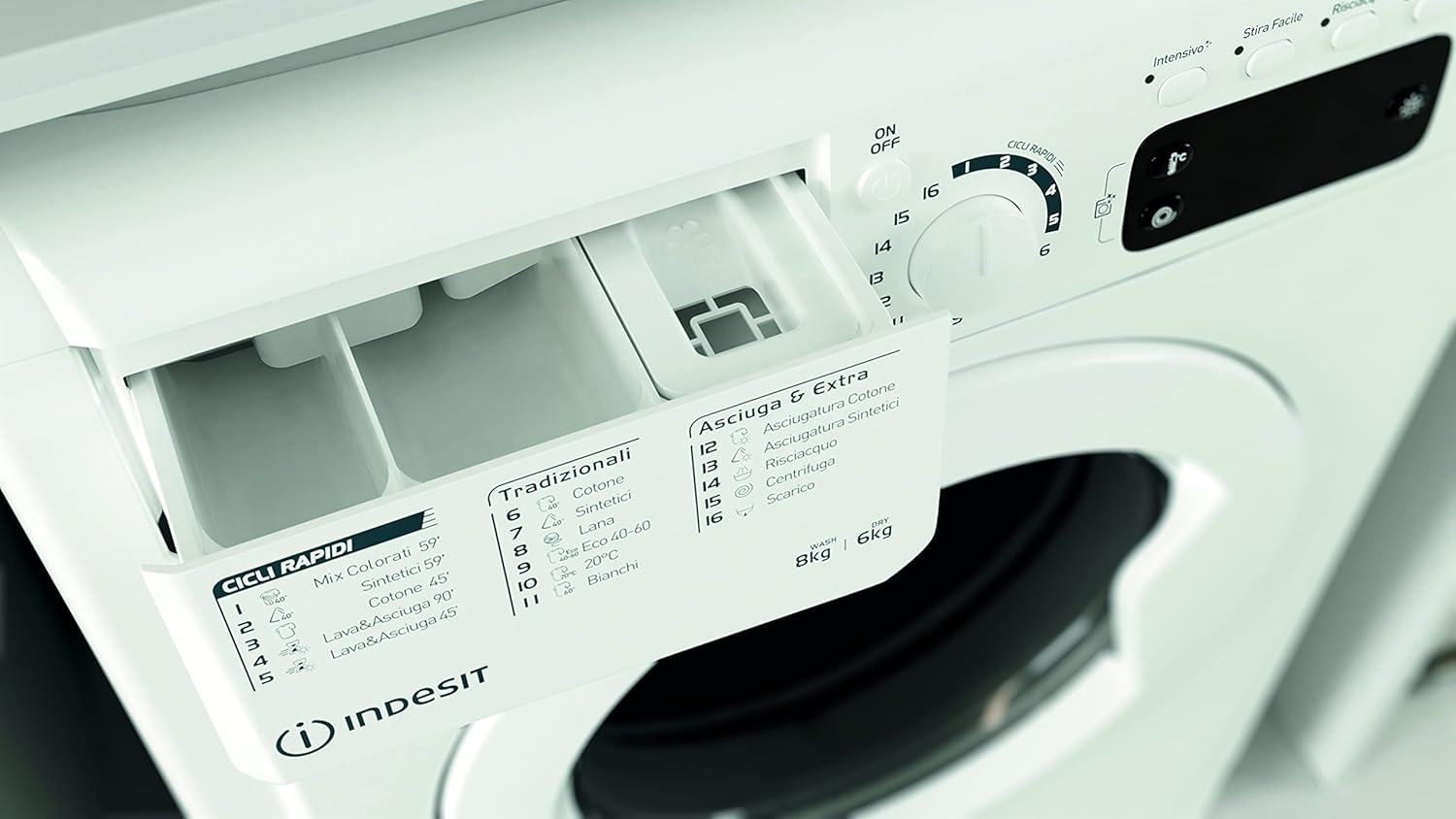 EWDE 861483 W IT N - Lave-Linge 8 Kg Charge Avant, Libre Installation. Centrifugeuse 1400 Tours Par Minute. Largeur 59,5 Cm, Profondeur 53,5 Cm, Hauteur 85 Cm, Classe Énergétique D, Blanc