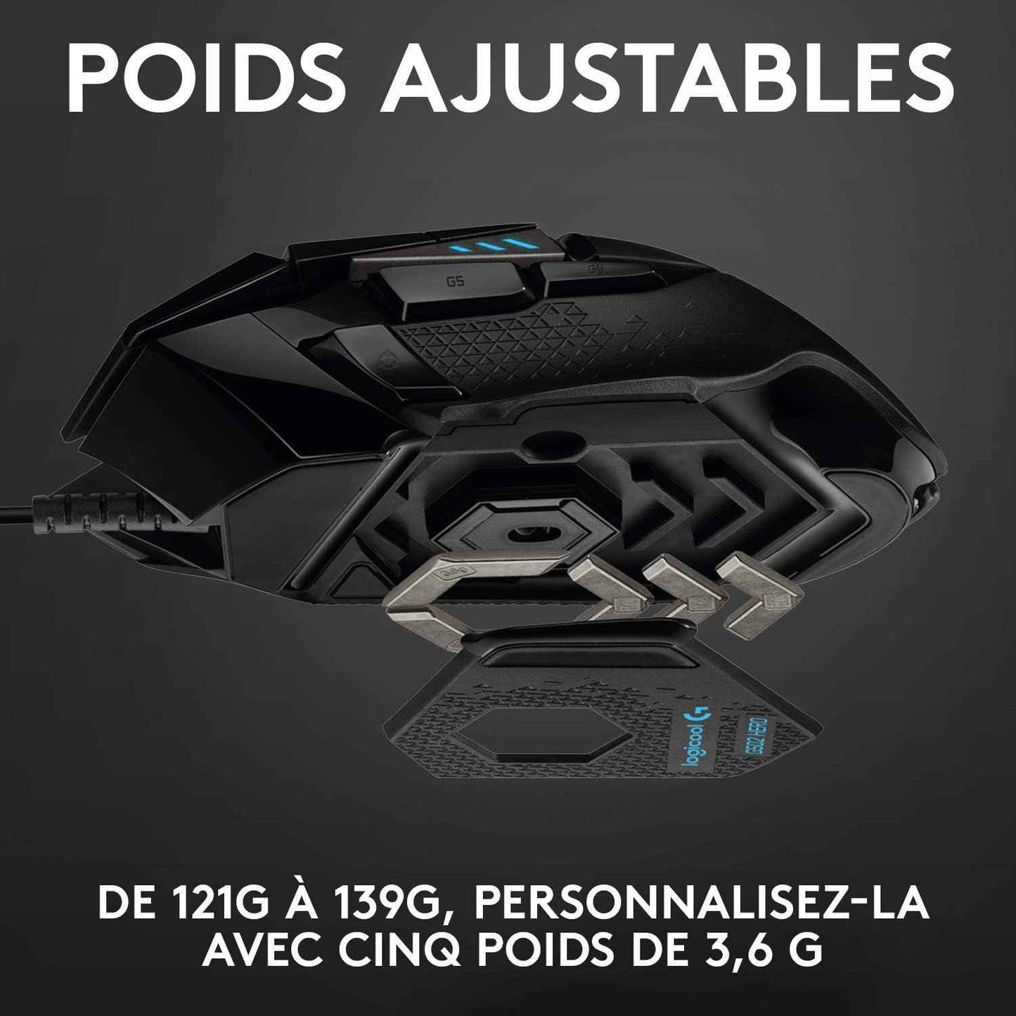 Logitech G G502 HERO High Performance Wired Gaming Mouse | HERO 25K Gaming Sensor, 25600 DPI, RGB, Adjustable Weight, 11 Programmable Buttons, Built-in Memory, PC/Mac - Black