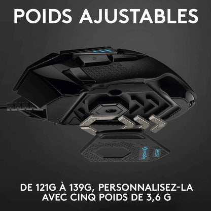 Logitech G G502 HERO High Performance Wired Gaming Mouse | HERO 25K Gaming Sensor, 25600 DPI, RGB, Adjustable Weight, 11 Programmable Buttons, Built-in Memory, PC/Mac - Black
