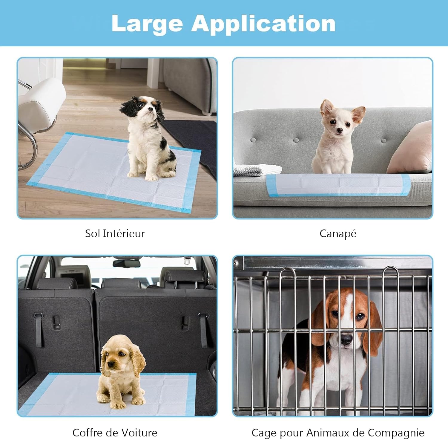GOPLUS Lot de 300 Tapis Éducateurs pour Chien Chiot, Tapis Hygiénique Absorbant Inférieure Imperméable, Anti-Fuite, 60 x 40 CM