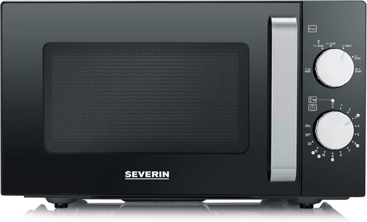 SEVERIN Microwave Oven, 20 L, with Ceramic Flat Bottom, up to 800 W, 6 Power Levels, Black, MW7761