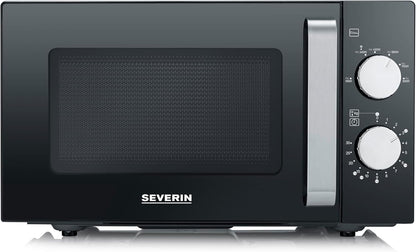 SEVERIN Microwave Oven, 20 L, with Ceramic Flat Bottom, up to 800 W, 6 Power Levels, Black, MW7761