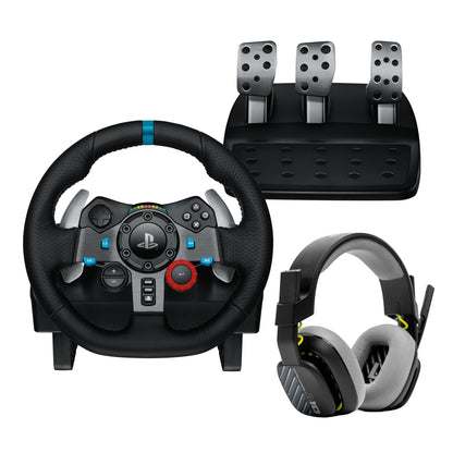 Logitech G G29 Driving Force Steering Wheel and Pedals for Playstation & PC | Realistic Force Feedback, Stainless Steel Levers, Steering Wheel Cover for PS5, PS4, PC, Mac - Black