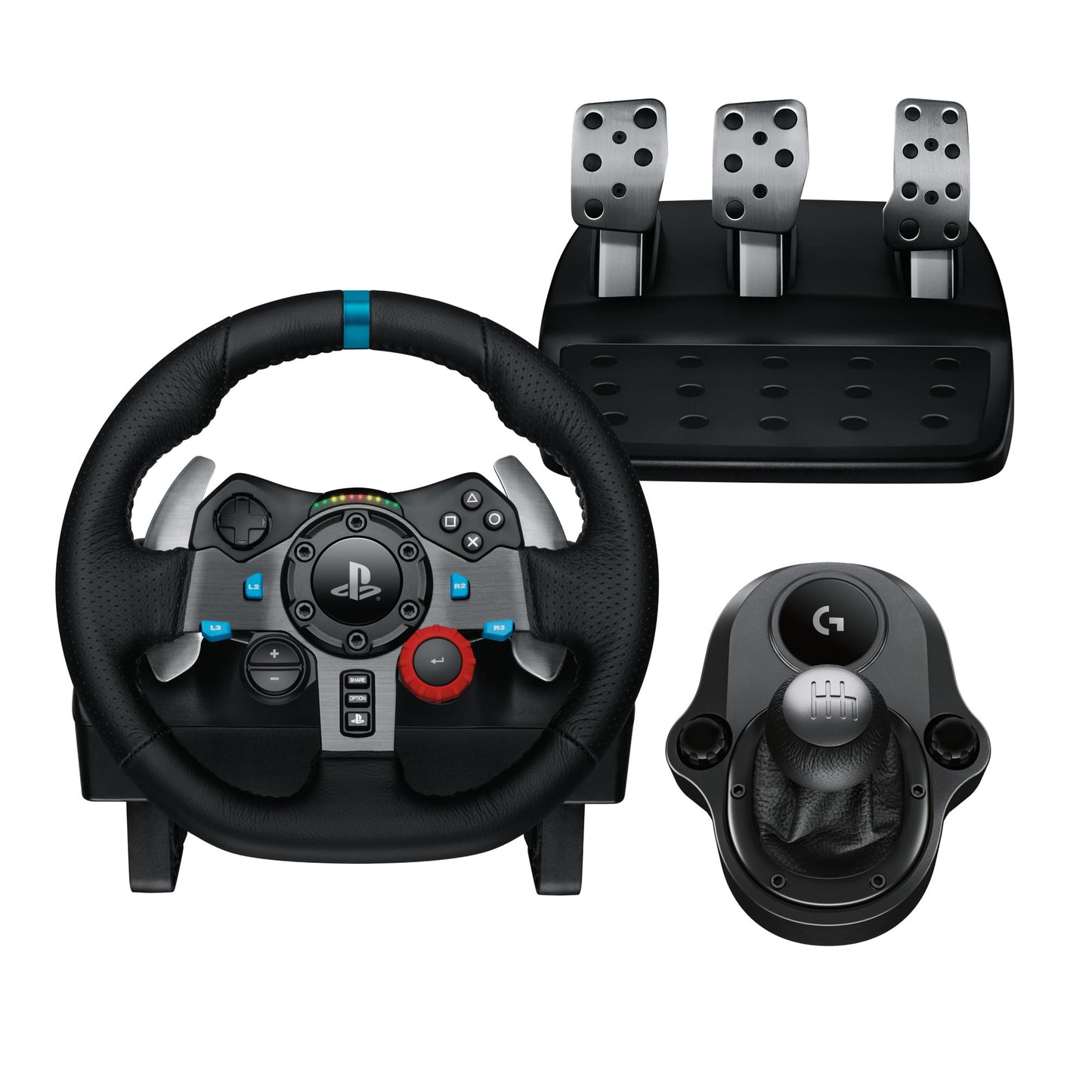 Logitech G G29 Driving Force Steering Wheel and Pedals for Playstation & PC | Realistic Force Feedback, Stainless Steel Levers, Steering Wheel Cover for PS5, PS4, PC, Mac - Black