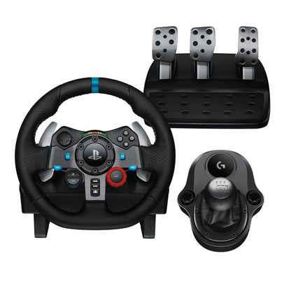 Logitech G G29 Driving Force Steering Wheel and Pedals for Playstation & PC | Realistic Force Feedback, Stainless Steel Levers, Steering Wheel Cover for PS5, PS4, PC, Mac - Black