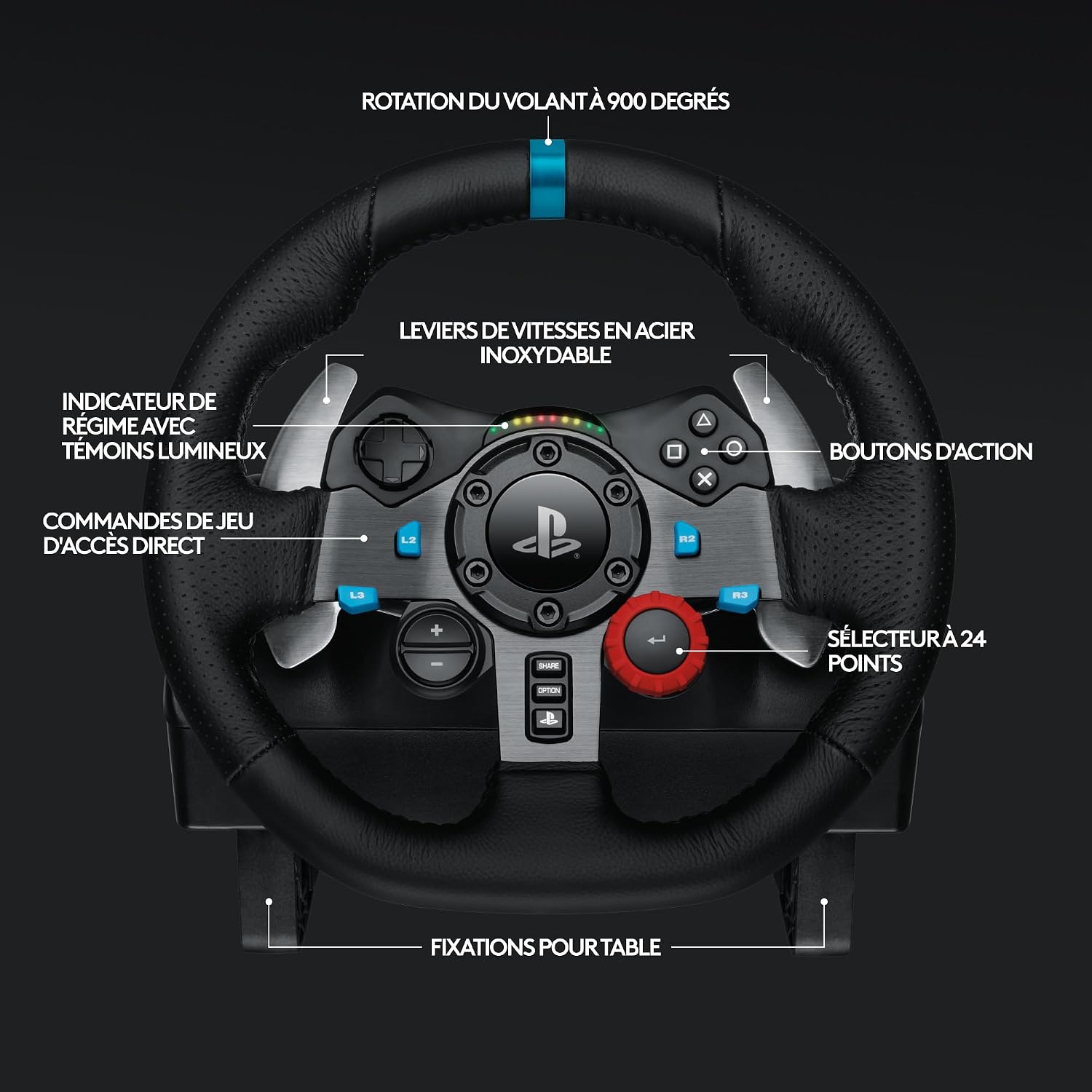 Logitech G G29 Driving Force Steering Wheel and Pedals for Playstation & PC | Realistic Force Feedback, Stainless Steel Levers, Steering Wheel Cover for PS5, PS4, PC, Mac - Black