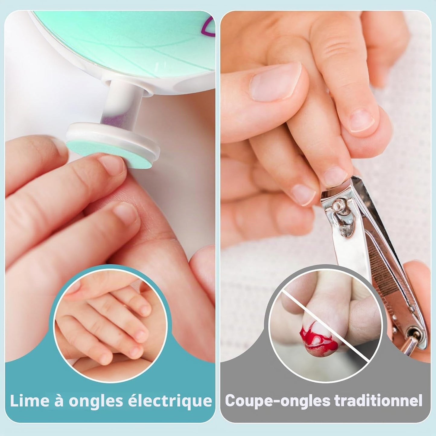 Lime Ongle Bebe, Lime a Ongle Electrique Bebe 6 En 1 Pour Enfants De Tous Âges, Vert | Faible Bruit, Pour Nouveau-Nés, Bébés, Enfants Et Adultes, Pour Le Soin Quotidien Des Ongles, Compacte Et Portable, Verte