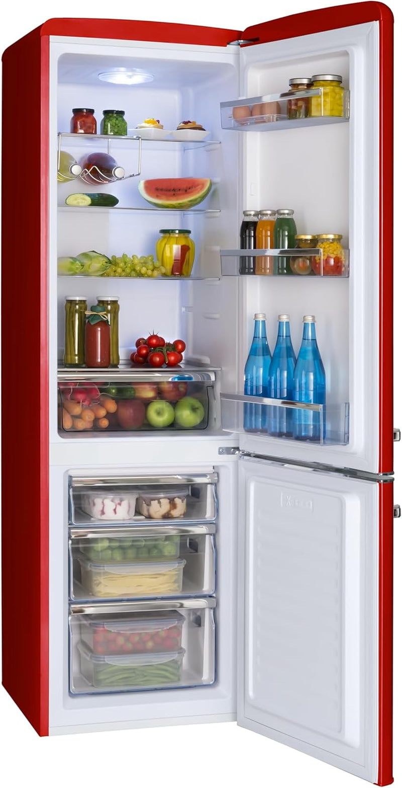 Amica KGCR 387100 R Réfrigérateur-Congélateur Autoportante 244 L Rouge