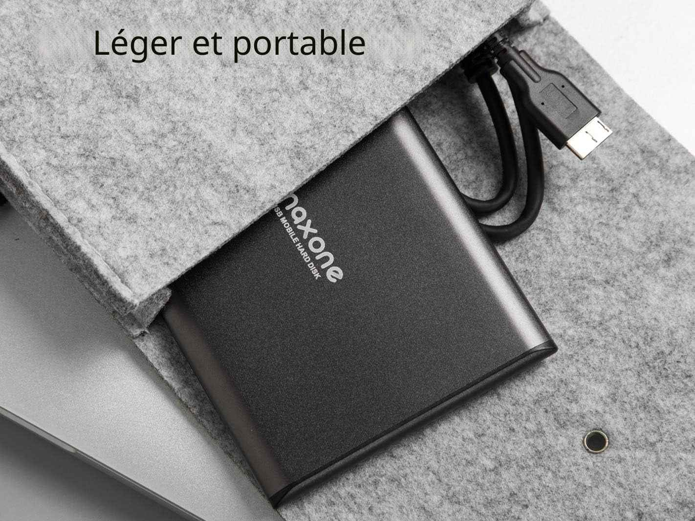 Disque Dur Externe Portable 1To 2.5" USB 3.0 Ultra Fin Aluminium | Stockage Et Sauvegarde Pour PC, Mac, Laptop, Xbox One, PS4, Wii U, TV, Windows (1000Go, Gris)