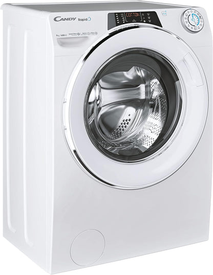 Rapido RO 1496DWMCT/1-S Machine À Laver 9 Kg, 1400 Tr/Min, Écran Smart Text, Panneau Smart Touch, Wi-Fi, Snap & Wash, 16 Cycles, 9 Rapides, Moteur Inverter, Fonction Vapeur, Départ Différé 24H,