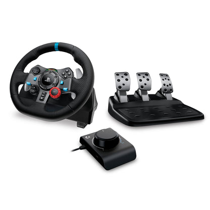 Logitech G G29 Driving Force Steering Wheel and Pedals for Playstation & PC | Realistic Force Feedback, Stainless Steel Levers, Steering Wheel Cover for PS5, PS4, PC, Mac - Black