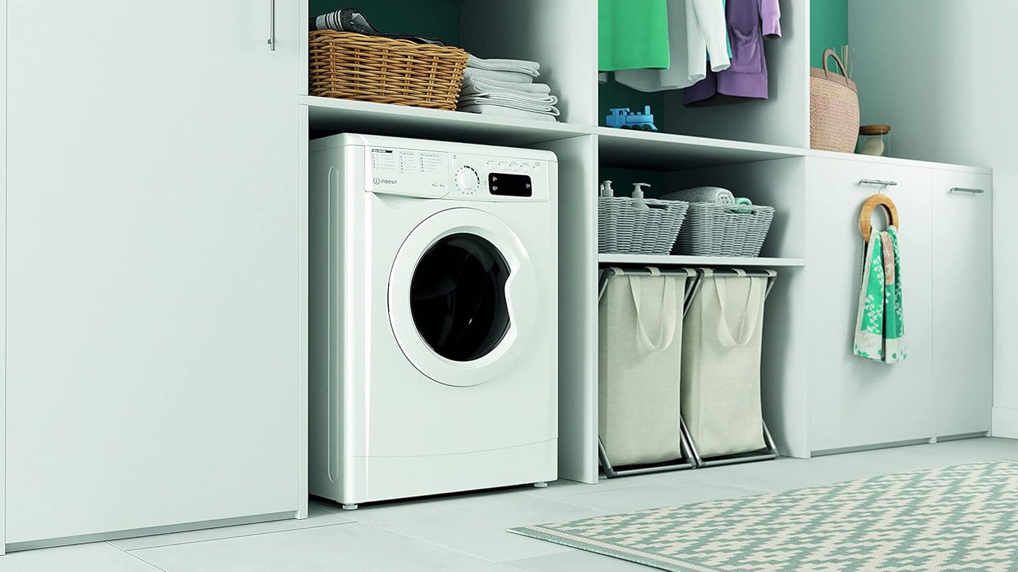 EWDE 861483 W IT N - Lave-Linge 8 Kg Charge Avant, Libre Installation. Centrifugeuse 1400 Tours Par Minute. Largeur 59,5 Cm, Profondeur 53,5 Cm, Hauteur 85 Cm, Classe Énergétique D, Blanc