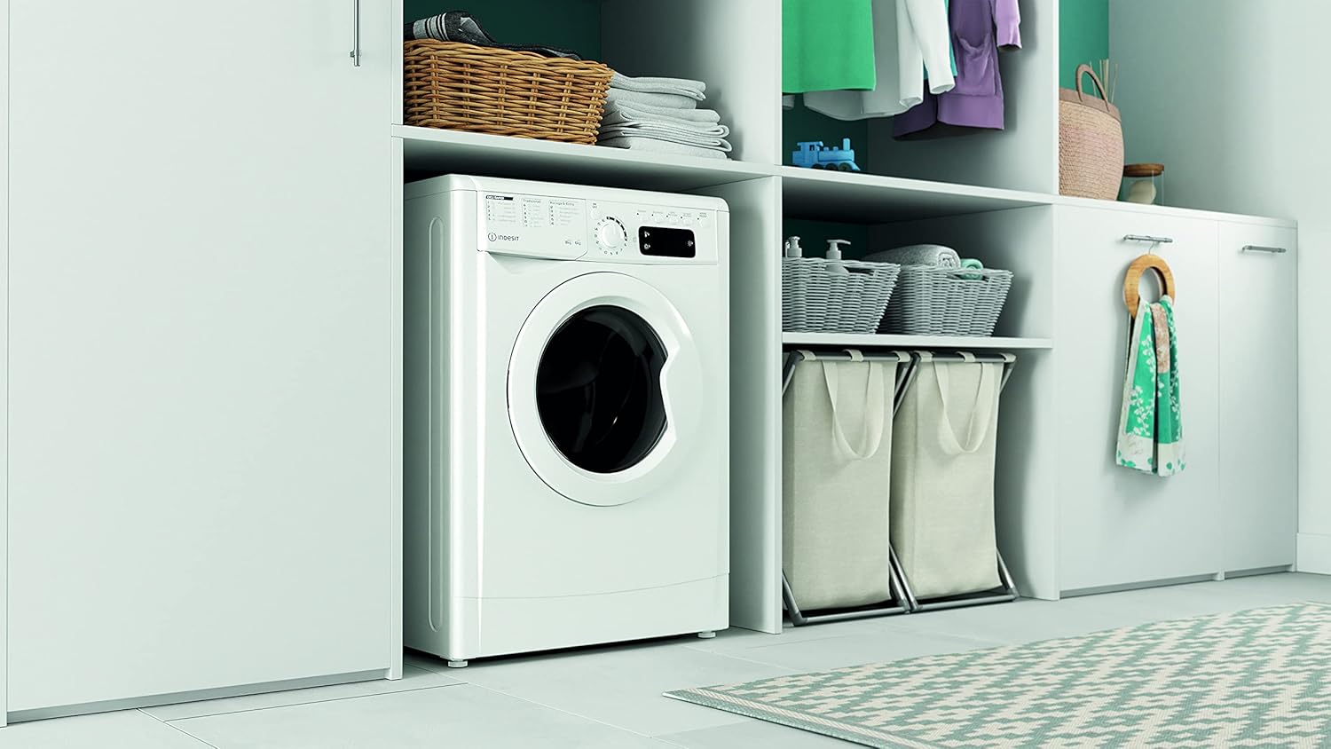 EWDE 861483 W IT N - Lave-Linge 8 Kg Charge Avant, Libre Installation. Centrifugeuse 1400 Tours Par Minute. Largeur 59,5 Cm, Profondeur 53,5 Cm, Hauteur 85 Cm, Classe Énergétique D, Blanc