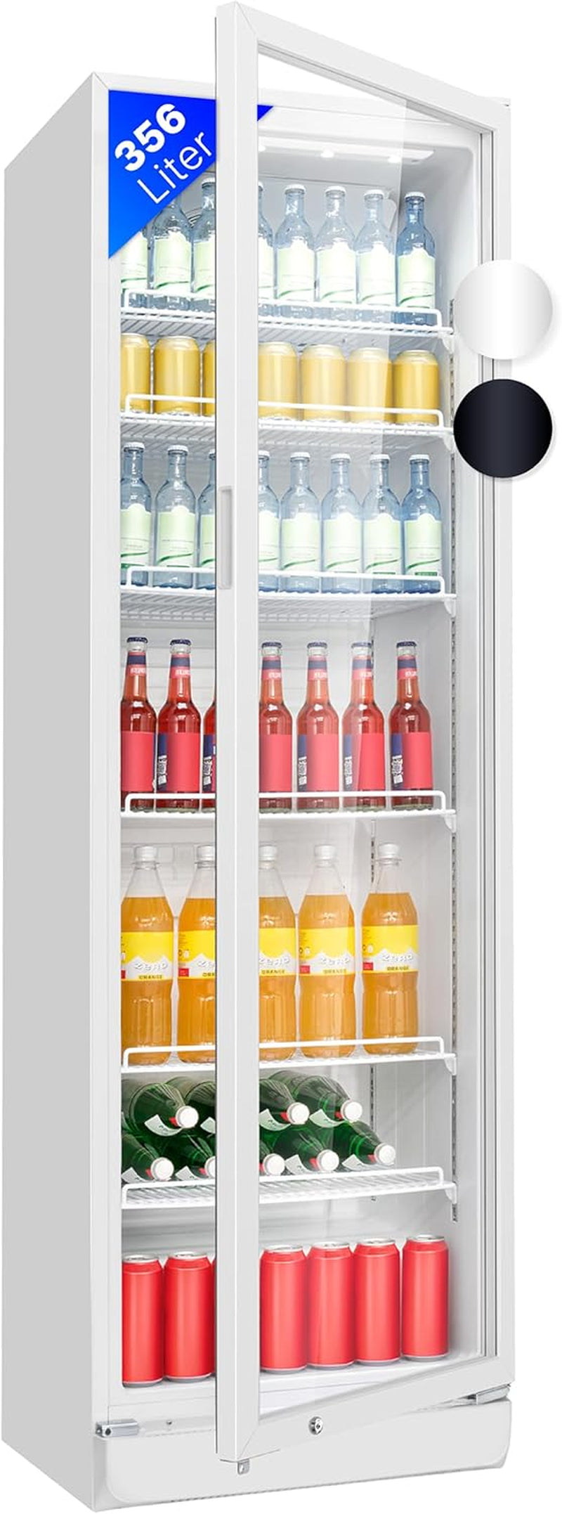 Bomann KSG 7351 Flaschenkühlschrank, 60 Cm Breit, 356 L, Glastür, Innenraumbeleuchtung, Abschließbare Gerätetür, 6 Gitterablagen, Weiß