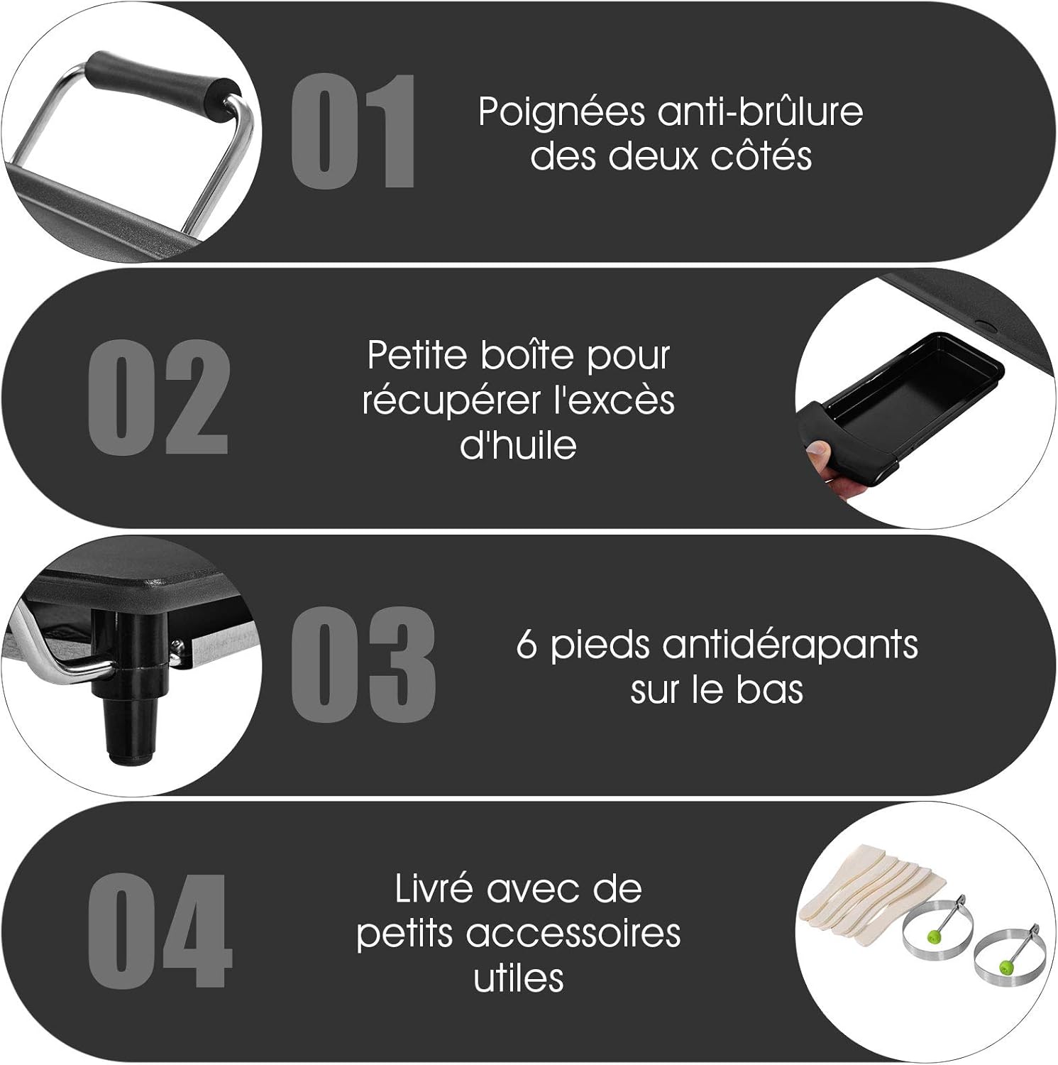 GOPLUS Plancha Électrique XXL Antiadhésive avec Thermostat Ajustable, Grille de Table Antidérapante et Lavable avec Poignée Rembourrée, Grande Capacité pour 8 Personnes, 1800W, 90 x 23CM