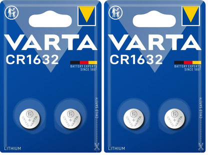 VARTA CR1632 Button Batteries, Pack of 2, Lithium Coin, 3V, Safe Packaging for Kids, for Small Electronic Devices - Watches, Car Keys, Remote Controls | child safety packaging, medical thermometer, heart rate monitor, car key, remote control, scale