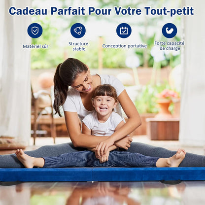 GOPLUS Poutre Gymnastique Pliable 210cm, Poutre Gymnastique avec Patins Antidérapants, Surface Suède, Entraînement de Gymnastique pour Enfants et Adultes, Gain d’Espace