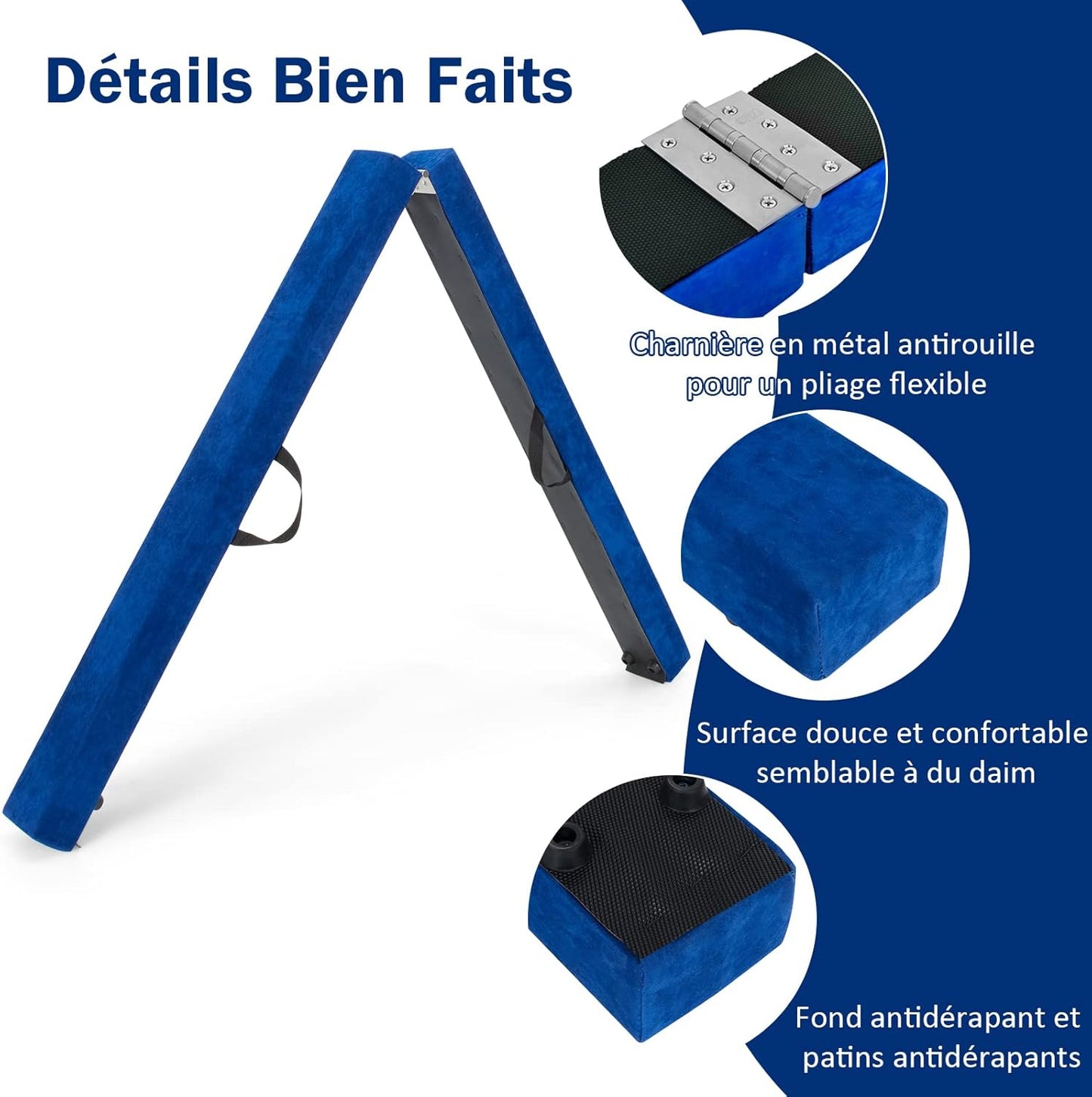 GOPLUS Poutre Gymnastique Pliable 210cm, Poutre Gymnastique avec Patins Antidérapants, Surface Suède, Entraînement de Gymnastique pour Enfants et Adultes, Gain d’Espace