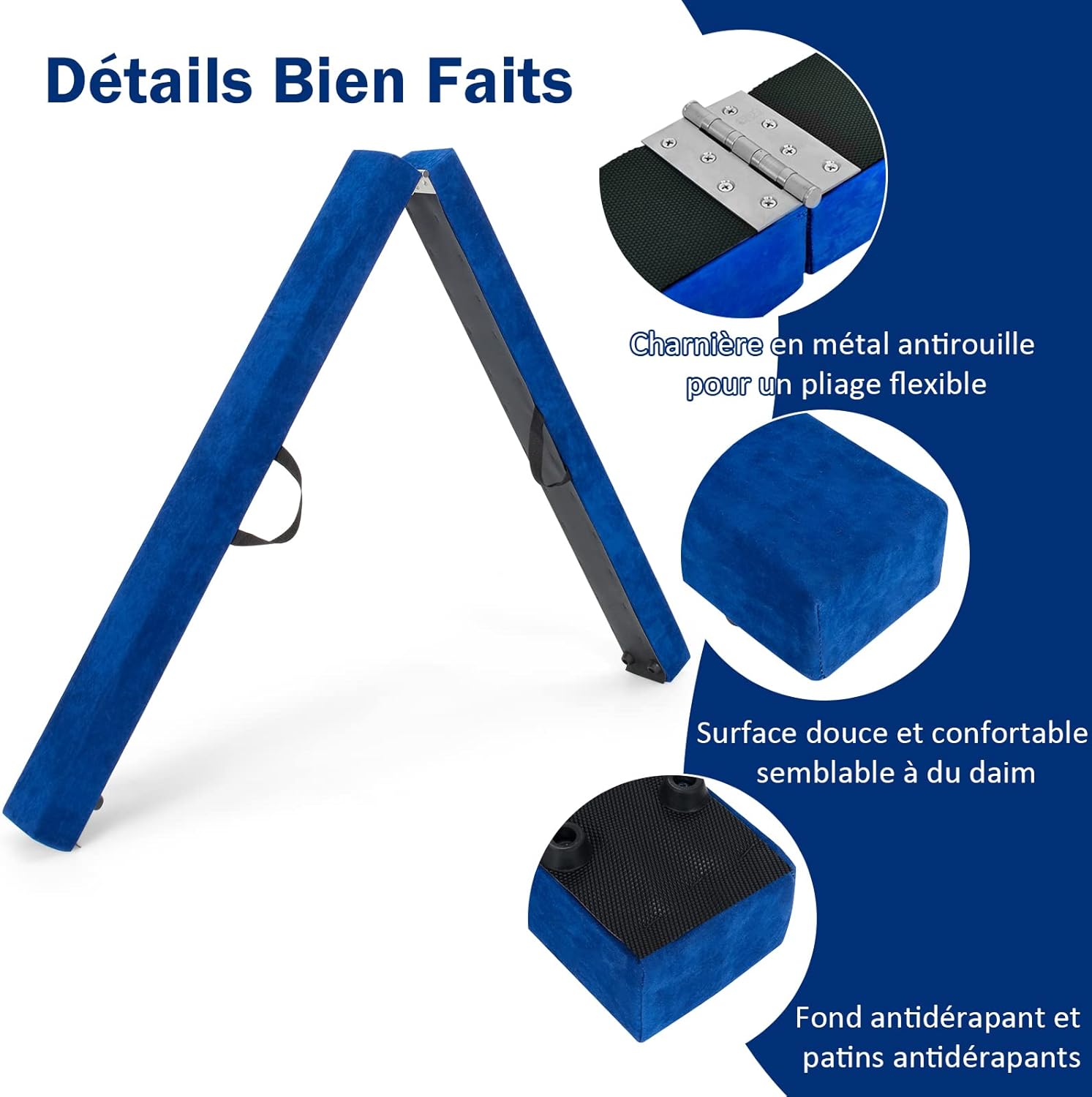 GOPLUS Poutre Gymnastique Pliable 210cm, Poutre Gymnastique avec Patins Antidérapants, Surface Suède, Entraînement de Gymnastique pour Enfants et Adultes, Gain d’Espace