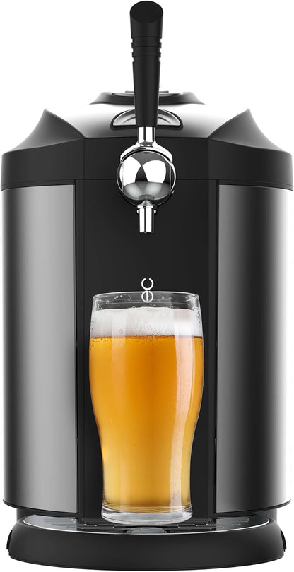 Cecotec BeerFlow Steel 5000 Beer Machine, 65W Adjustable Temperature 2-12°C, Compatible with 5L Pressurised and Non-Pressurised Barrels with Stainless Steel Finish and Non-Slip Feet