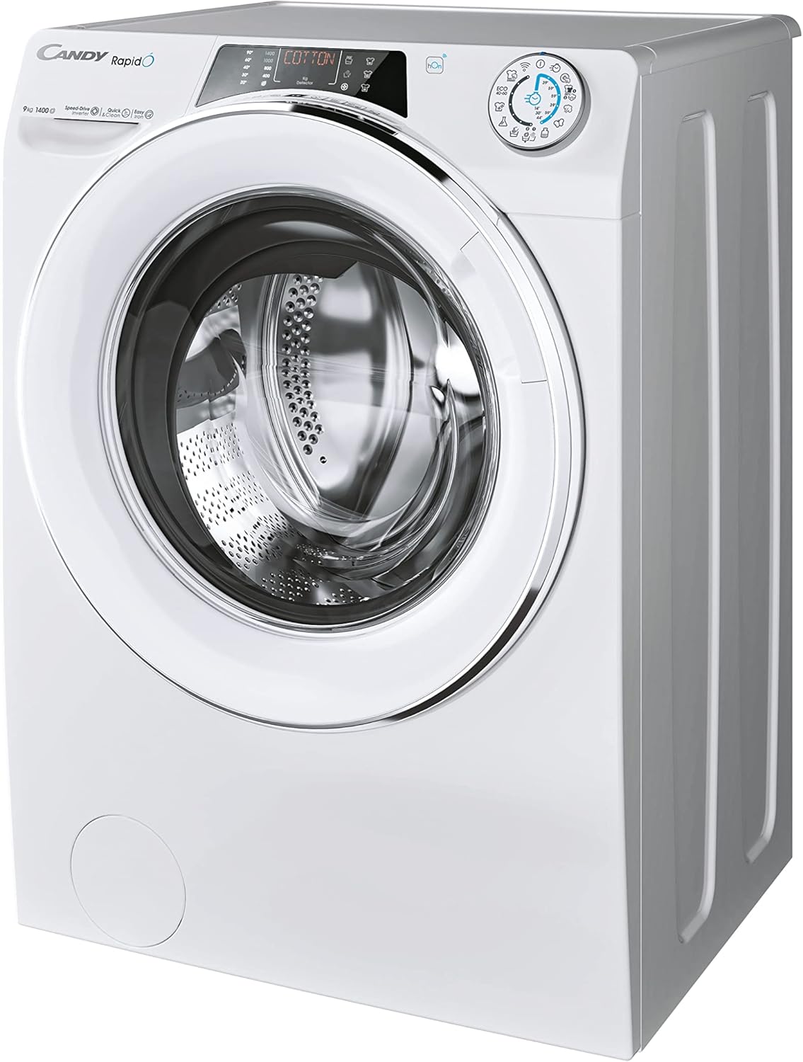 Rapido RO 1496DWMCT/1-S Machine À Laver 9 Kg, 1400 Tr/Min, Écran Smart Text, Panneau Smart Touch, Wi-Fi, Snap & Wash, 16 Cycles, 9 Rapides, Moteur Inverter, Fonction Vapeur, Départ Différé 24H,