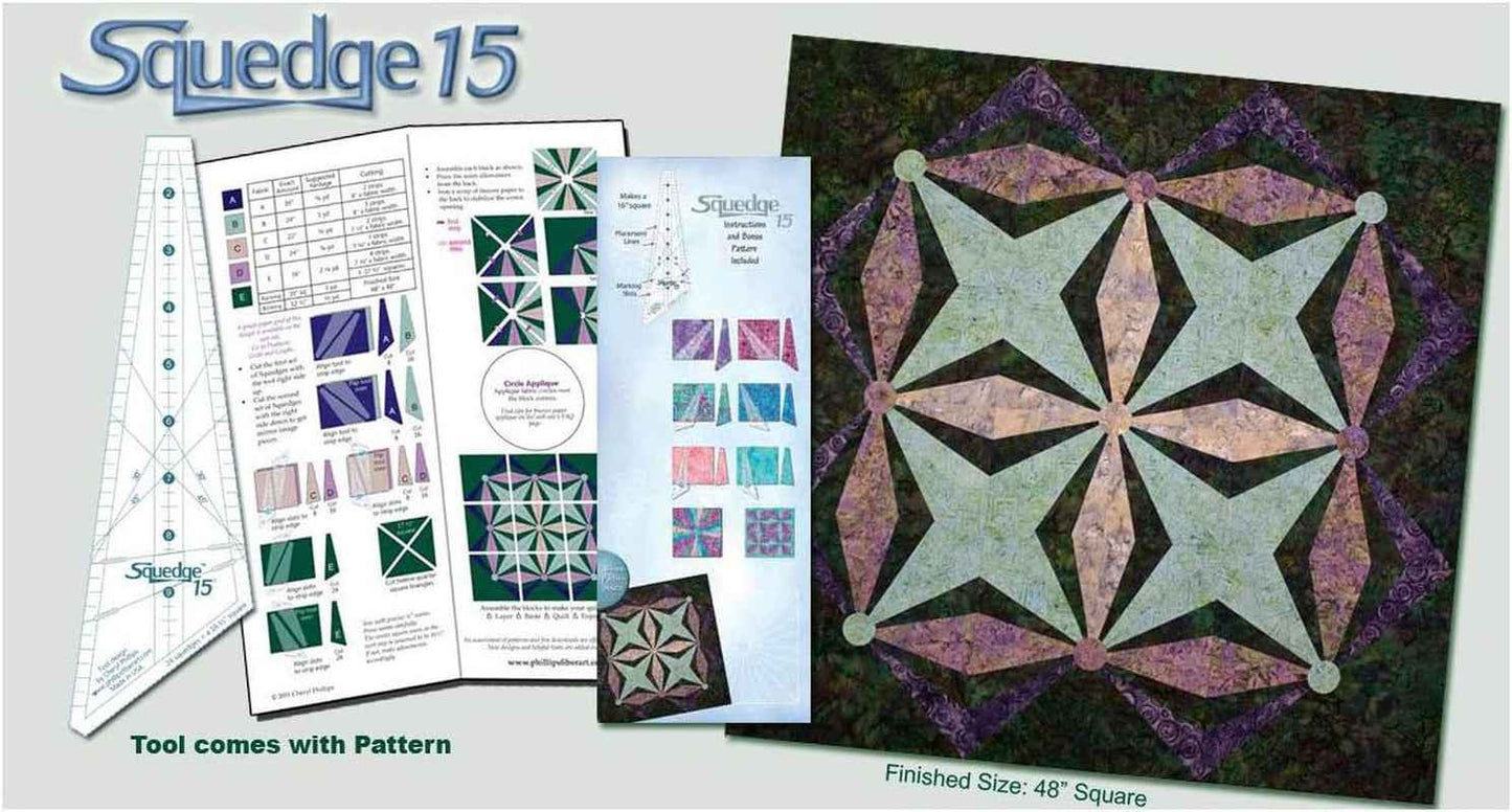 Squedge 15: Squared 15 Degree Wedge Quilt Ruler by